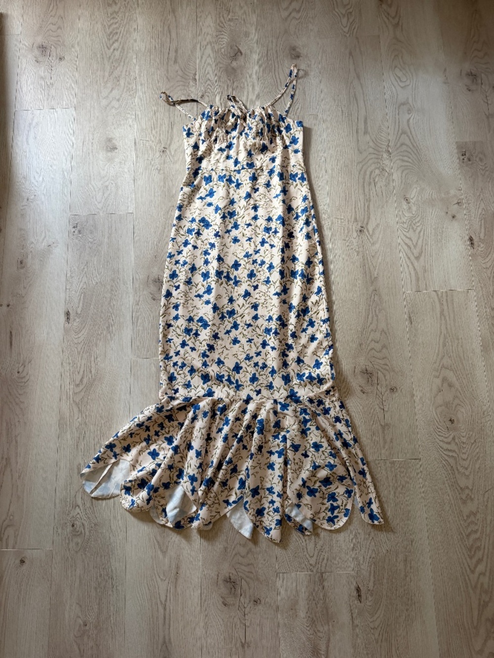 Commense Floral Print Knotted Irregular Hem Long Dress Sz.M - Picture 4 of 7